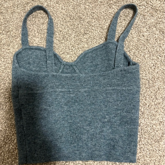 Aritzia Wilfred Blue Knit Sweetheart Neckline Crop Top Women's Size XS - Picture 5 of 5